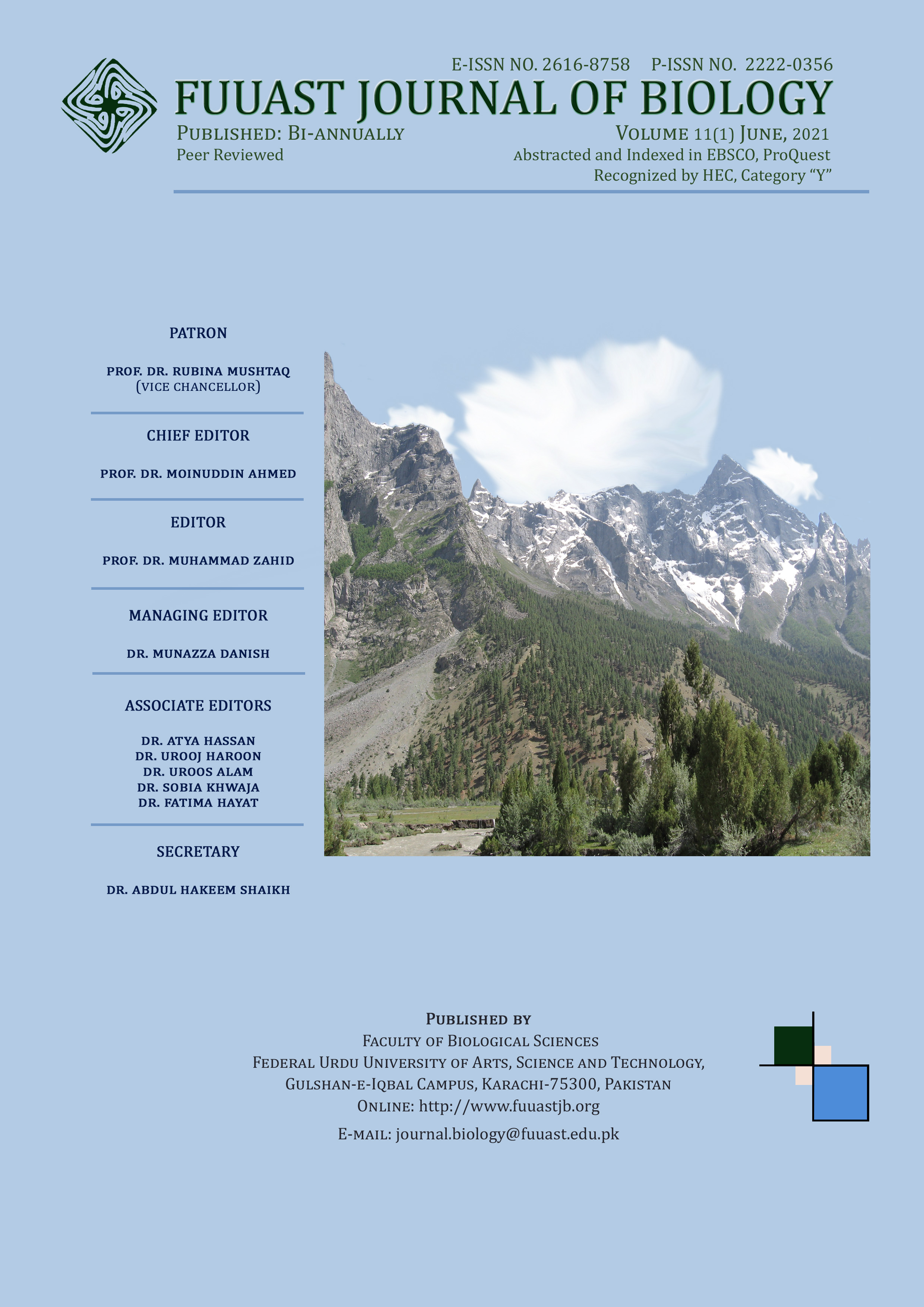 					View Vol. 11 No. 1 (2021): FUUAST Journal of Biology
				